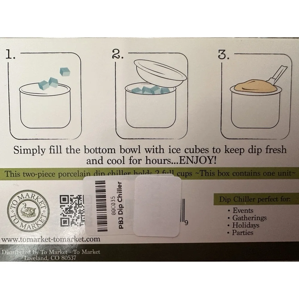 New In Box Party Size Porcelain Dip Chiller Set 500ml Keeps Dips Cold Hosting